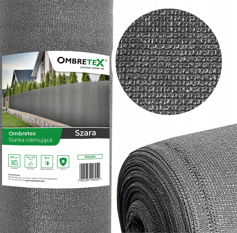 Tieniaca sieť Ombretex Grey 1,7x25m