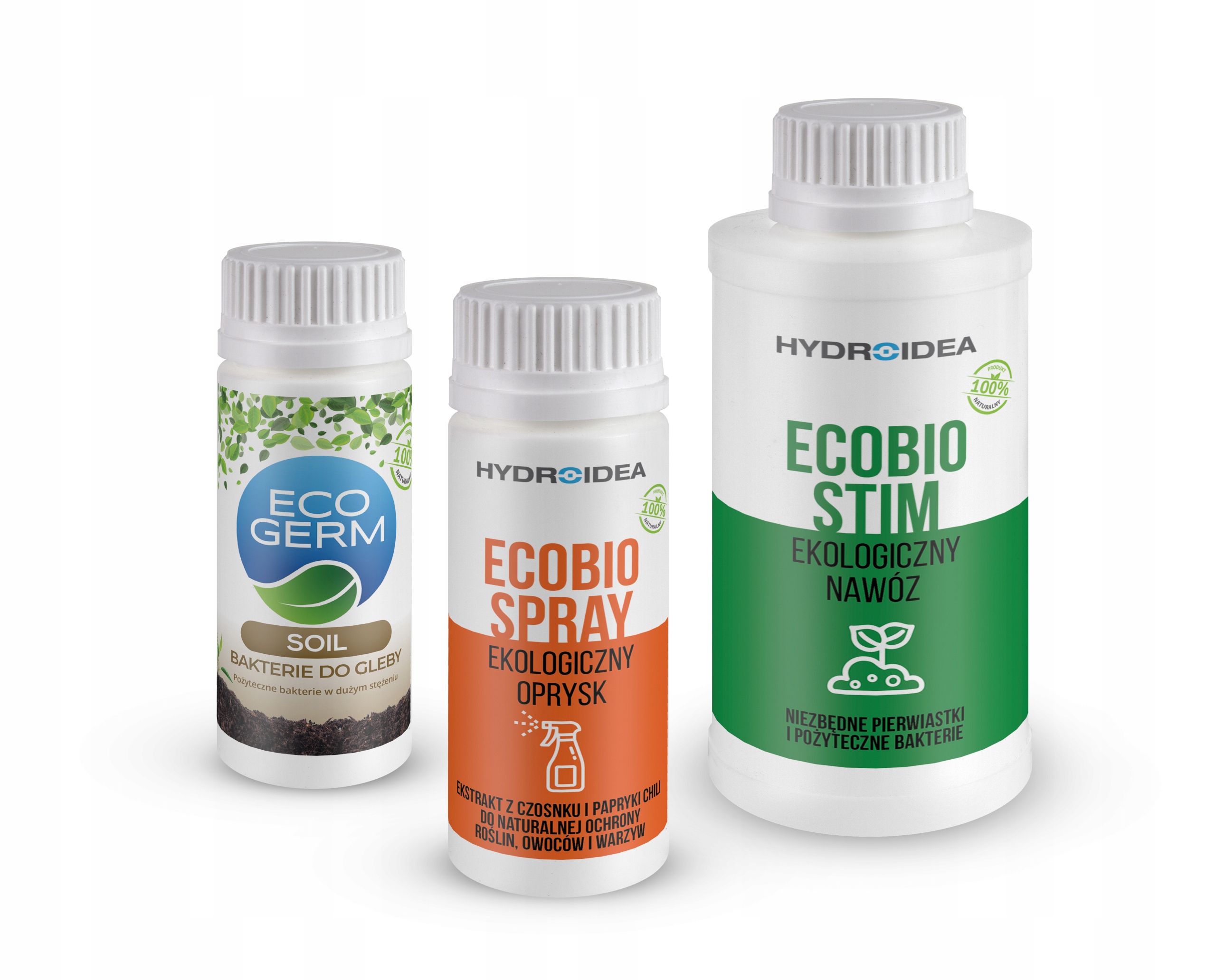 Ekologický set pre záhradu HYDROIDEA: EcoBio Spray, EcoGerm Soil a EcoBio Stim