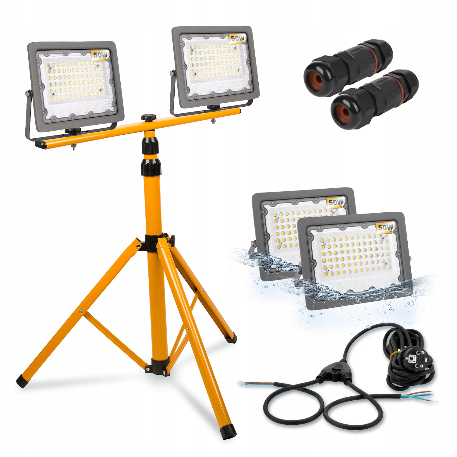 Ledlux dvojitý statív halogénovej lampy 160 cm žltý + 5 ďalších produktov