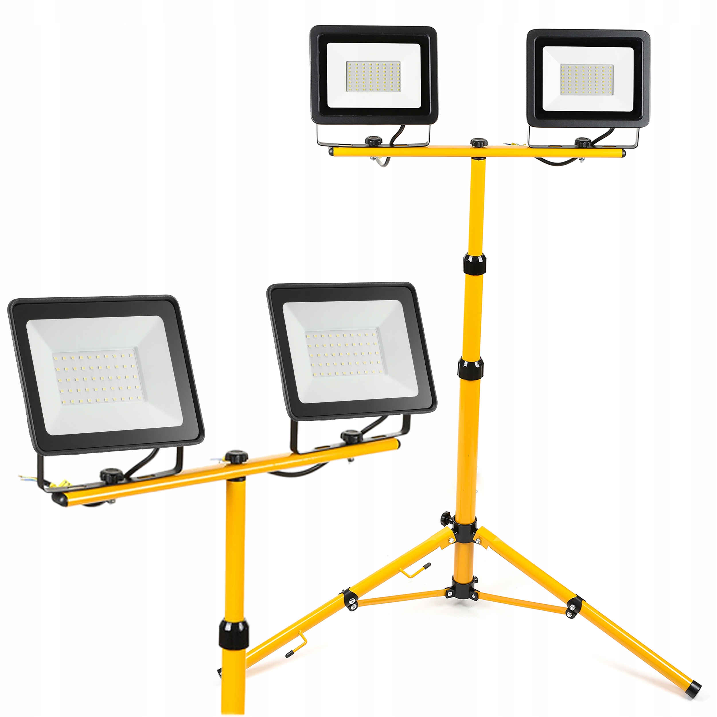 Stojan na halogénovú lampu, dvojitý Ledlux 160 cm žltý + 2× Halogén studená biela 9000 lm 100 W