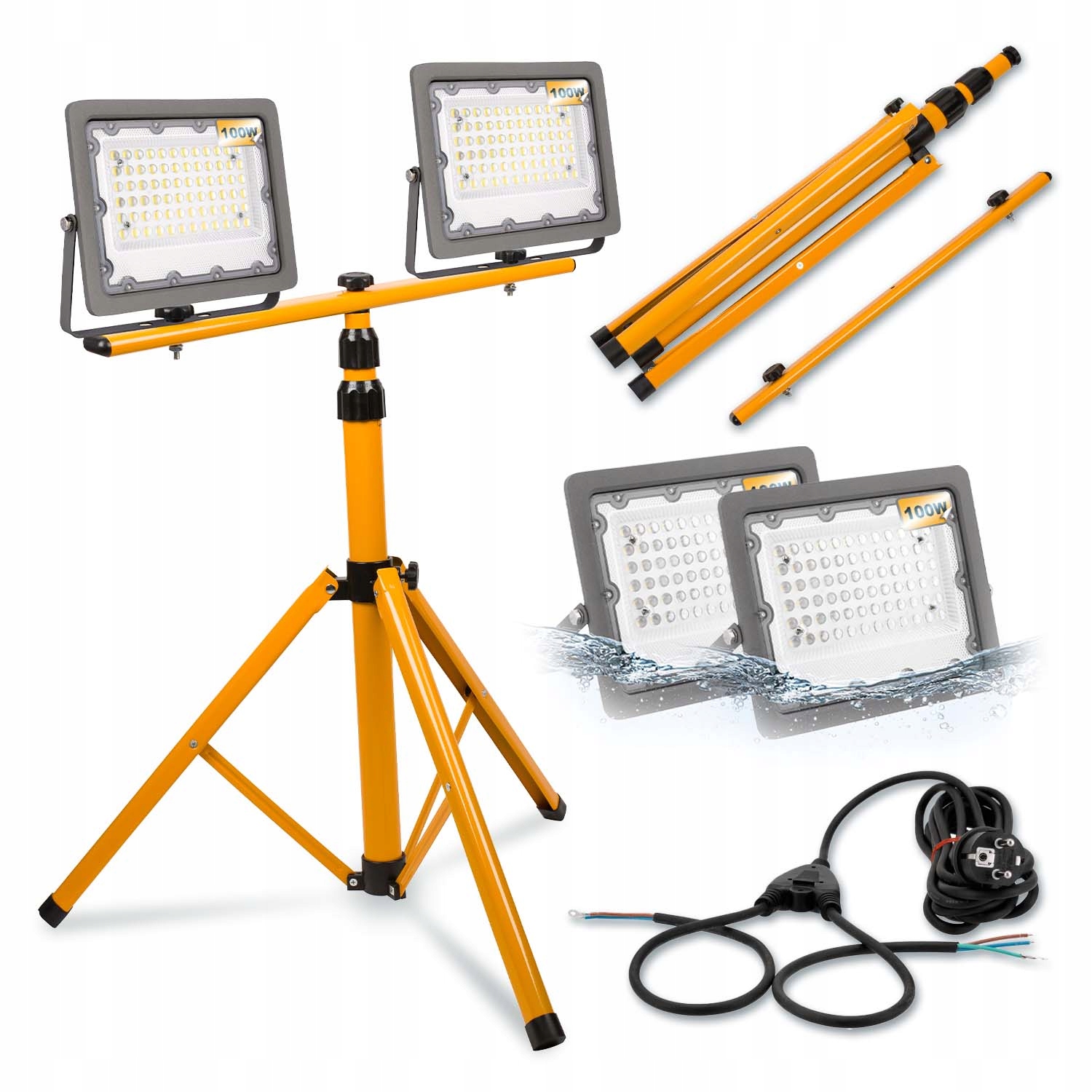 Ledlux dvojstojanový statív halogénová lampa 160 cm žltý + 3 ďalšie produkty