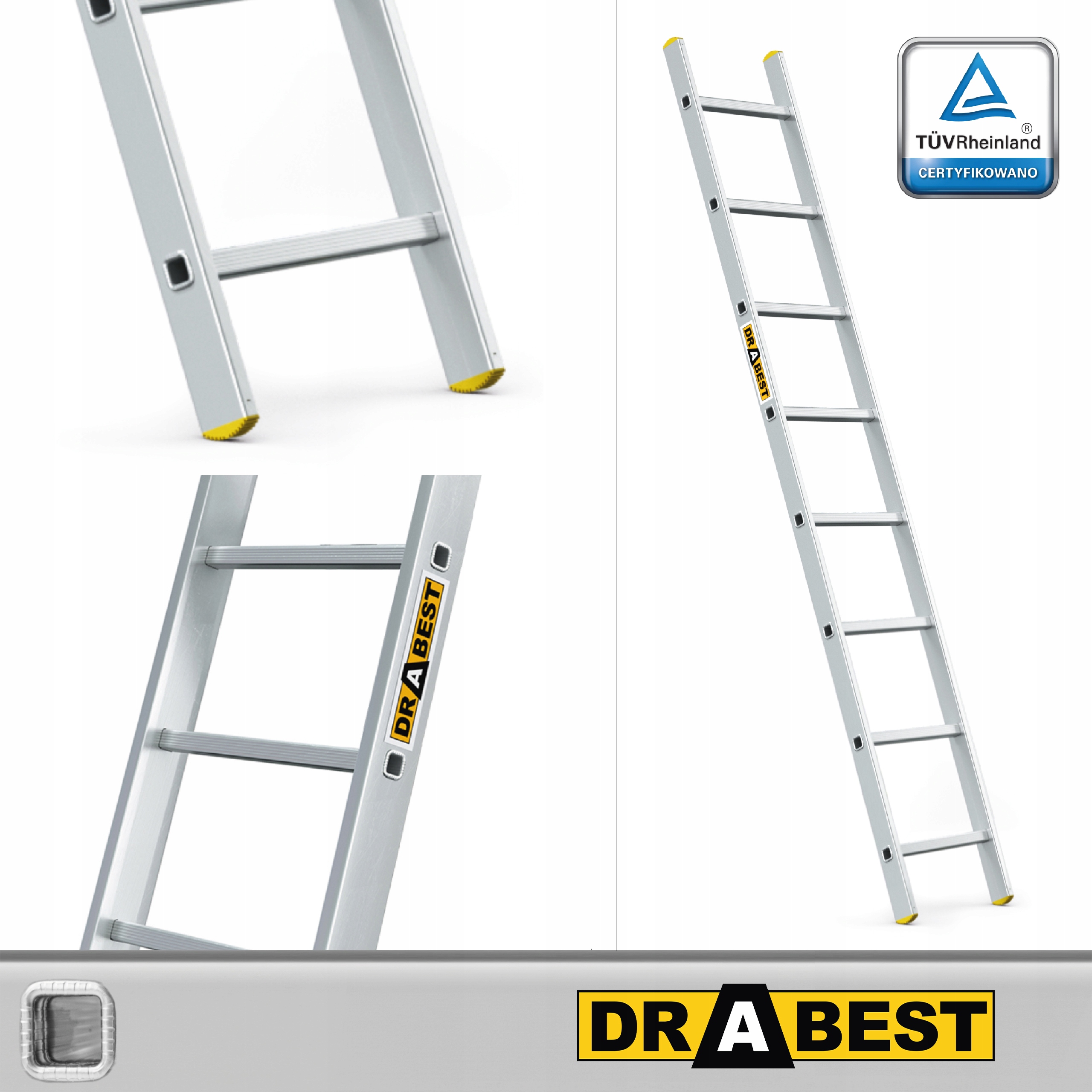 Drabest rebrík 3,2 m hliníkový 1 x 8 do 150 kg