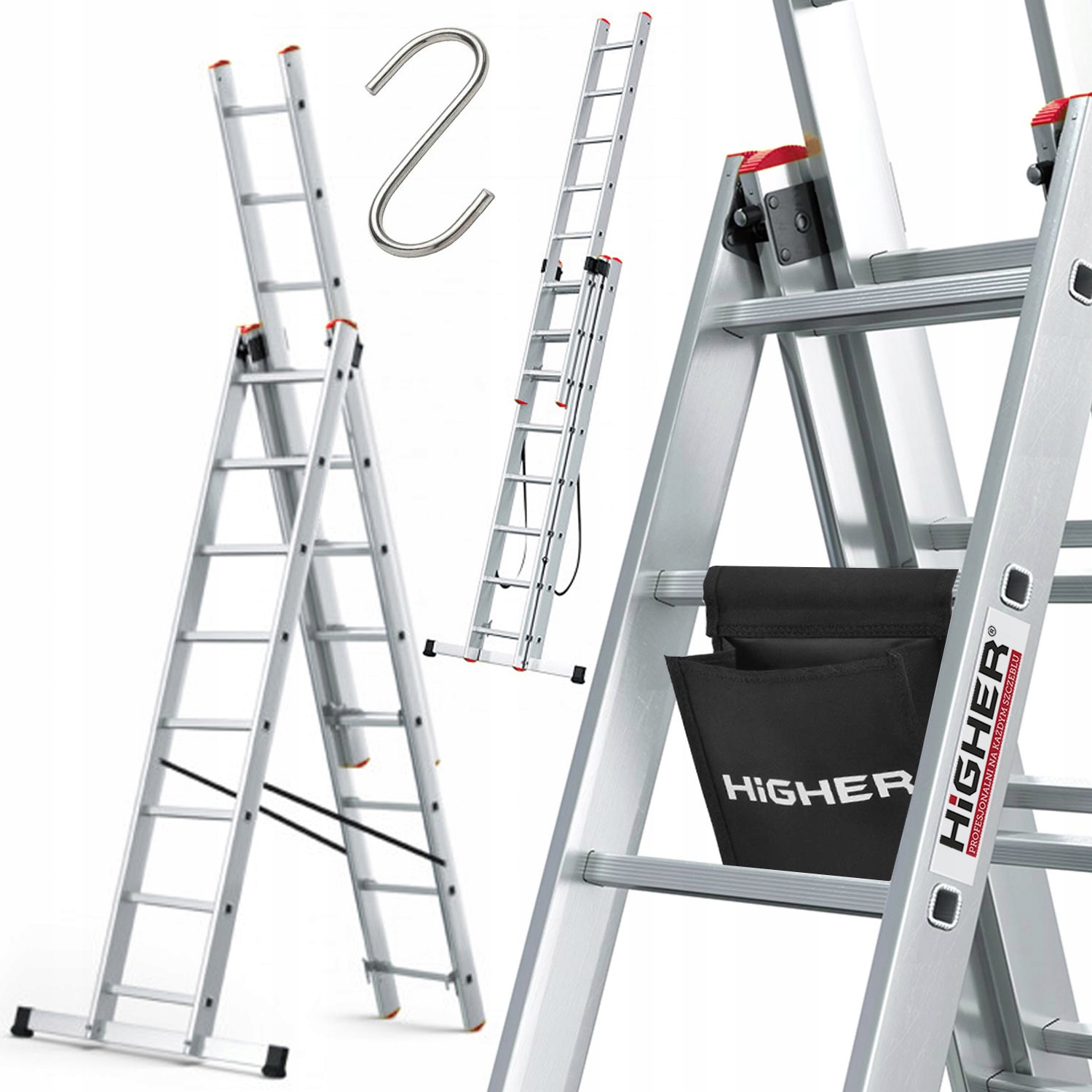 Vyšší rebrík 5,56 m hliníkový 3 x 8 do 150 kg