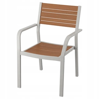 Záhradný nábytok - IKEA SJALLAND Stolička s podrúčkami sivohnedá