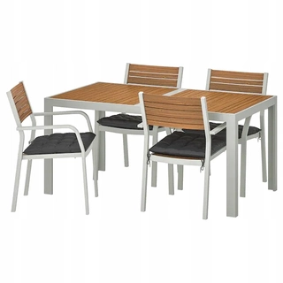 Záhradný nábytok - IKEA SJALLAND Stôl 4 stoličky, hnedá 156x90