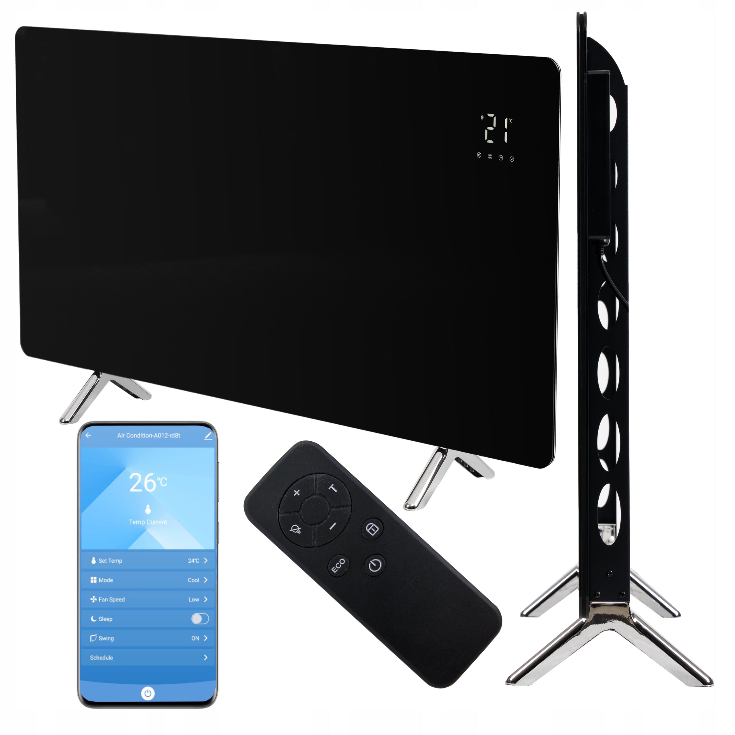 INFRAČERVENÝ Ohrievač 720W INFRAČERVENÝ ŽIAROVÝ ČIERNE SKLO WiFi Panel