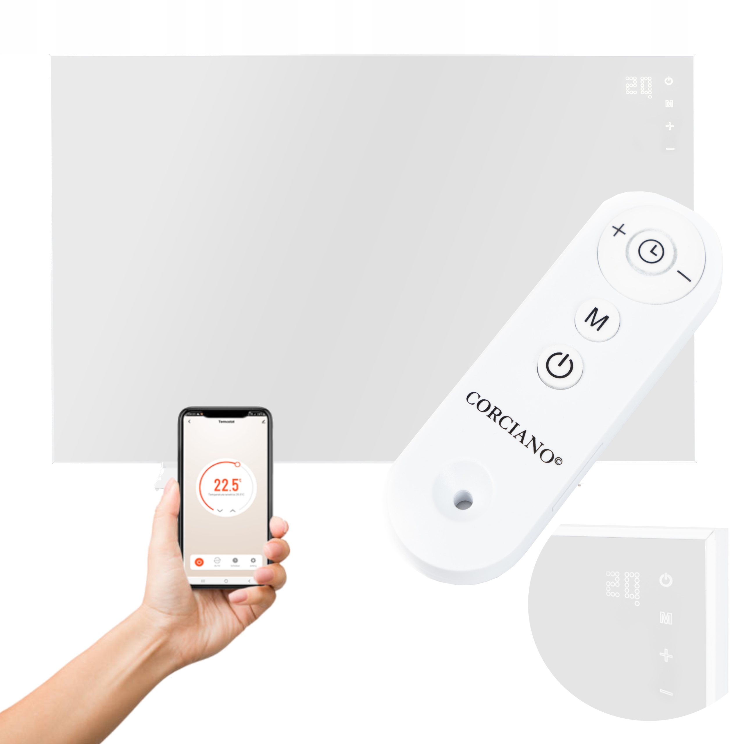 INFRAČERVENÝ ohrievač 960W INFRAČERVENÝ ŽIARIVÝ BIELE WiFi Panel DIAĽK
