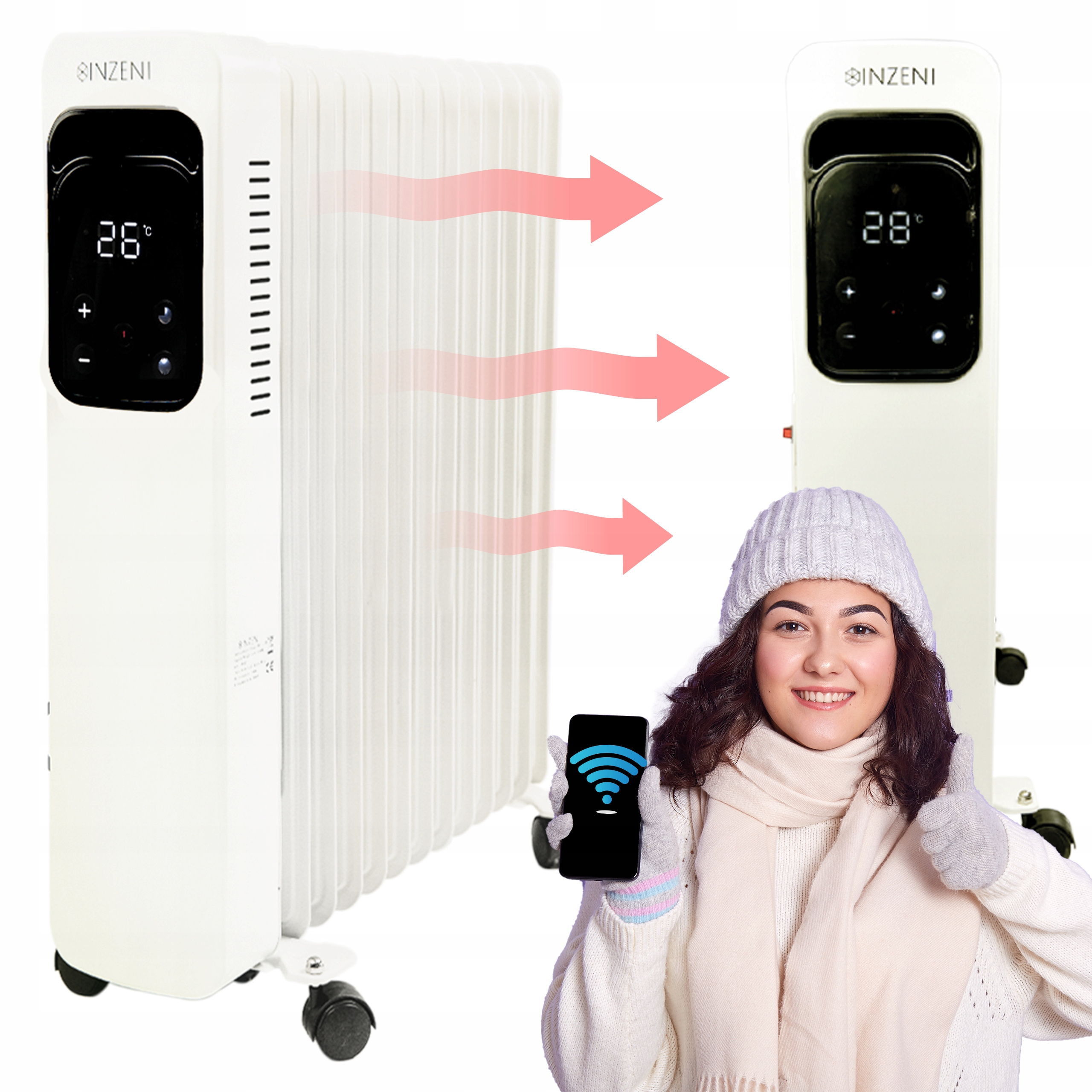 Olejový radiátor Inzeni 2500 W, biely