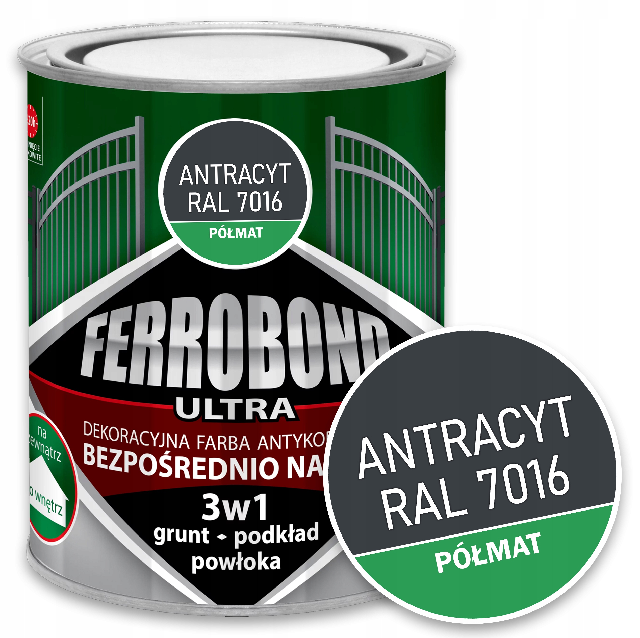 Olejovo-ftalový email na kov Ferrobond 0,7 l odtiene sivej a striebornej polomat