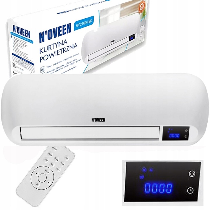 N'oveen HC2100 keramická vzduchová clona 2000 W | LED, časovač, diaľkové ovládanie