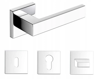 Kľučky na dvere - Rukoväť dverí - Cube Chrome + Rosettes *Premium *