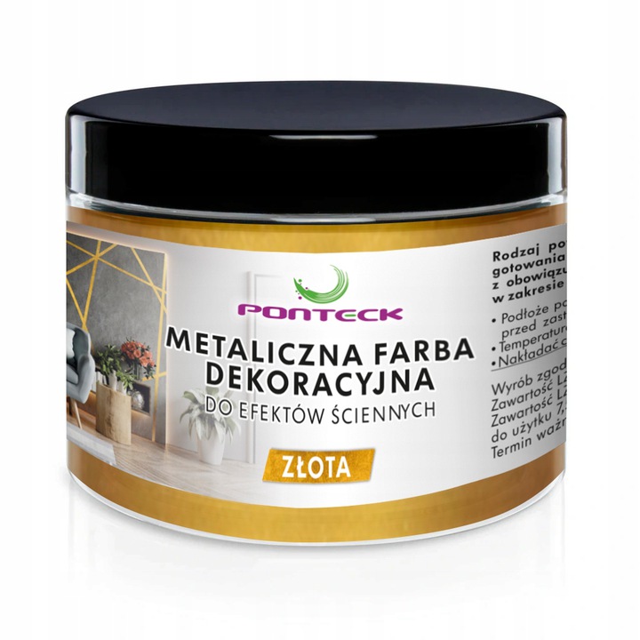 Ponteck štrukturálna akrylová farba na steny 0,2 l Zlatá metalická farba