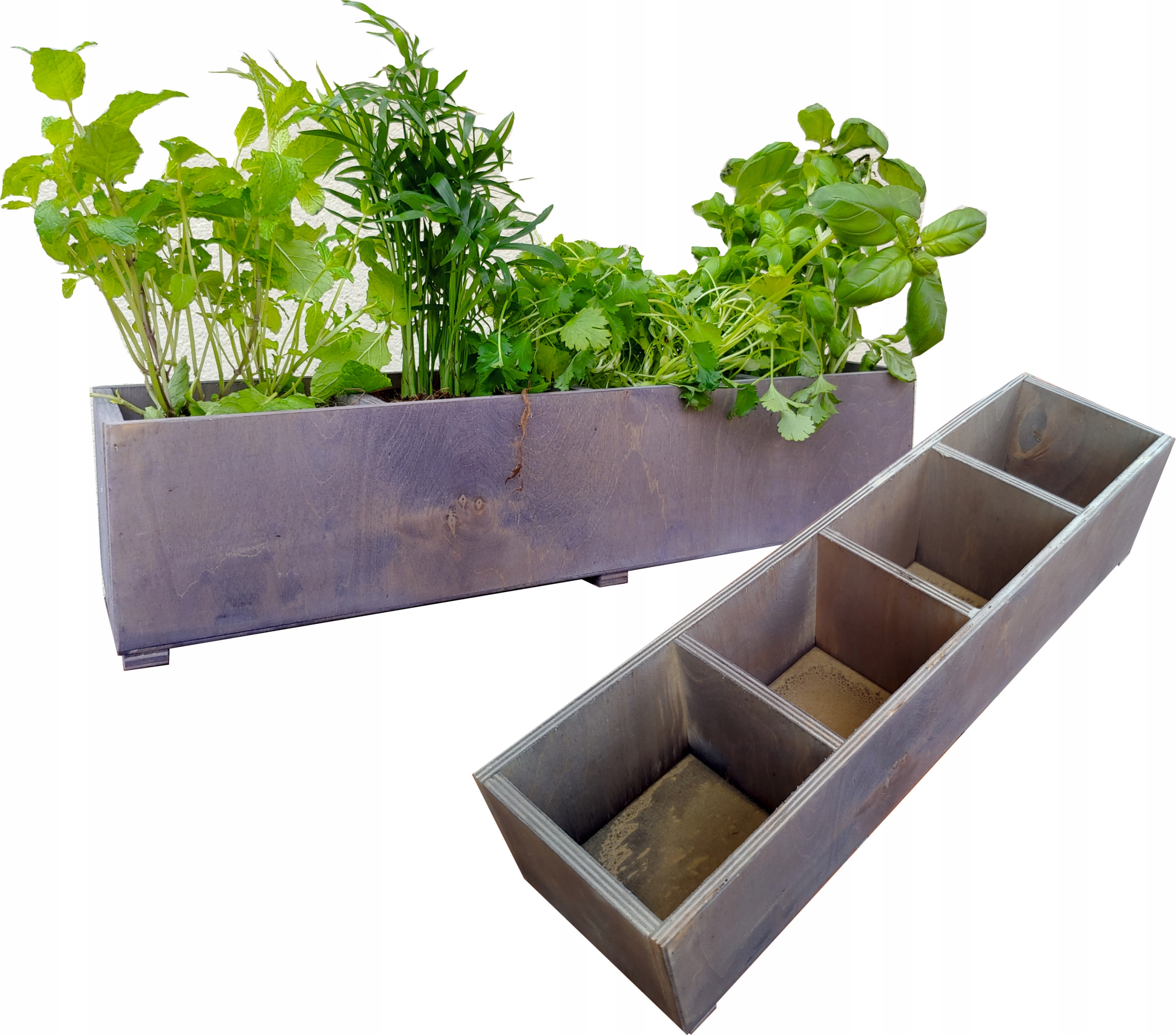 Kvetináč Land of Boxes 53 cm x 14 x 12 cm drevo odtiene sivej a striebornej