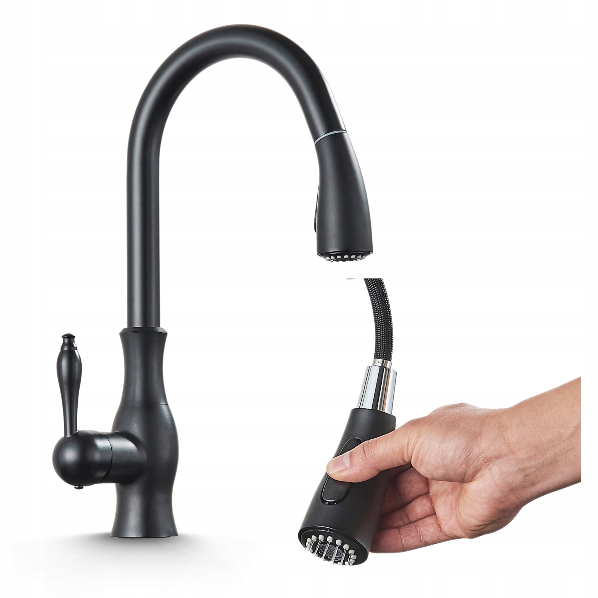Ari CASCADE kuchynská stojanková batéria čierna, granit, strieborná, šedá