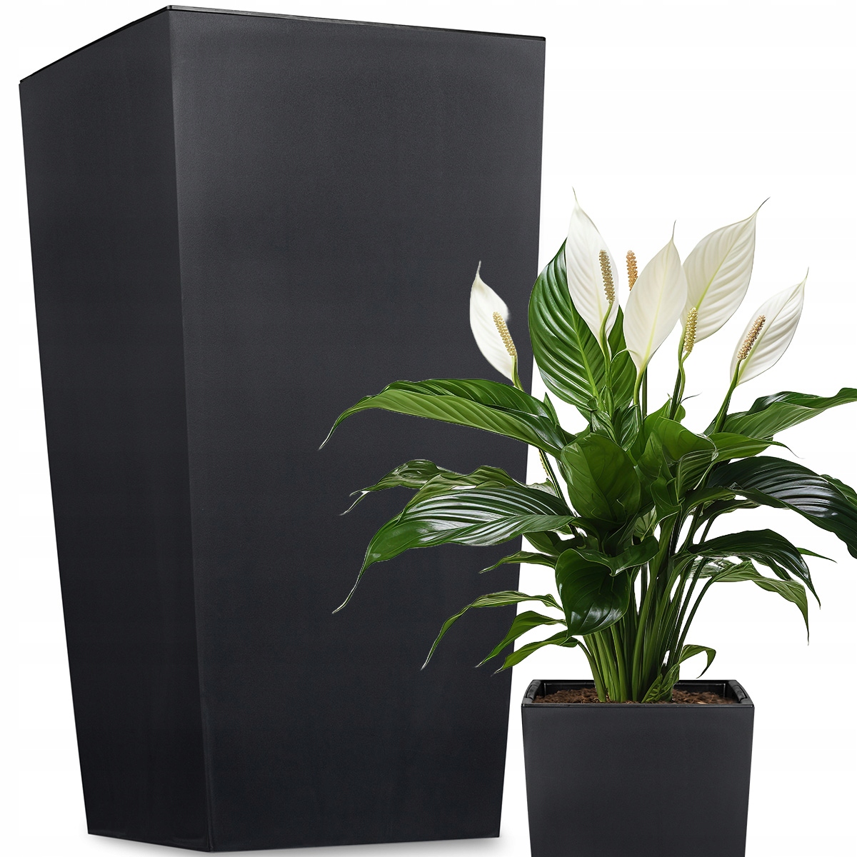 Kvetináč Deco4Home 26 cm x 26 x 50 cm, antracitový plast