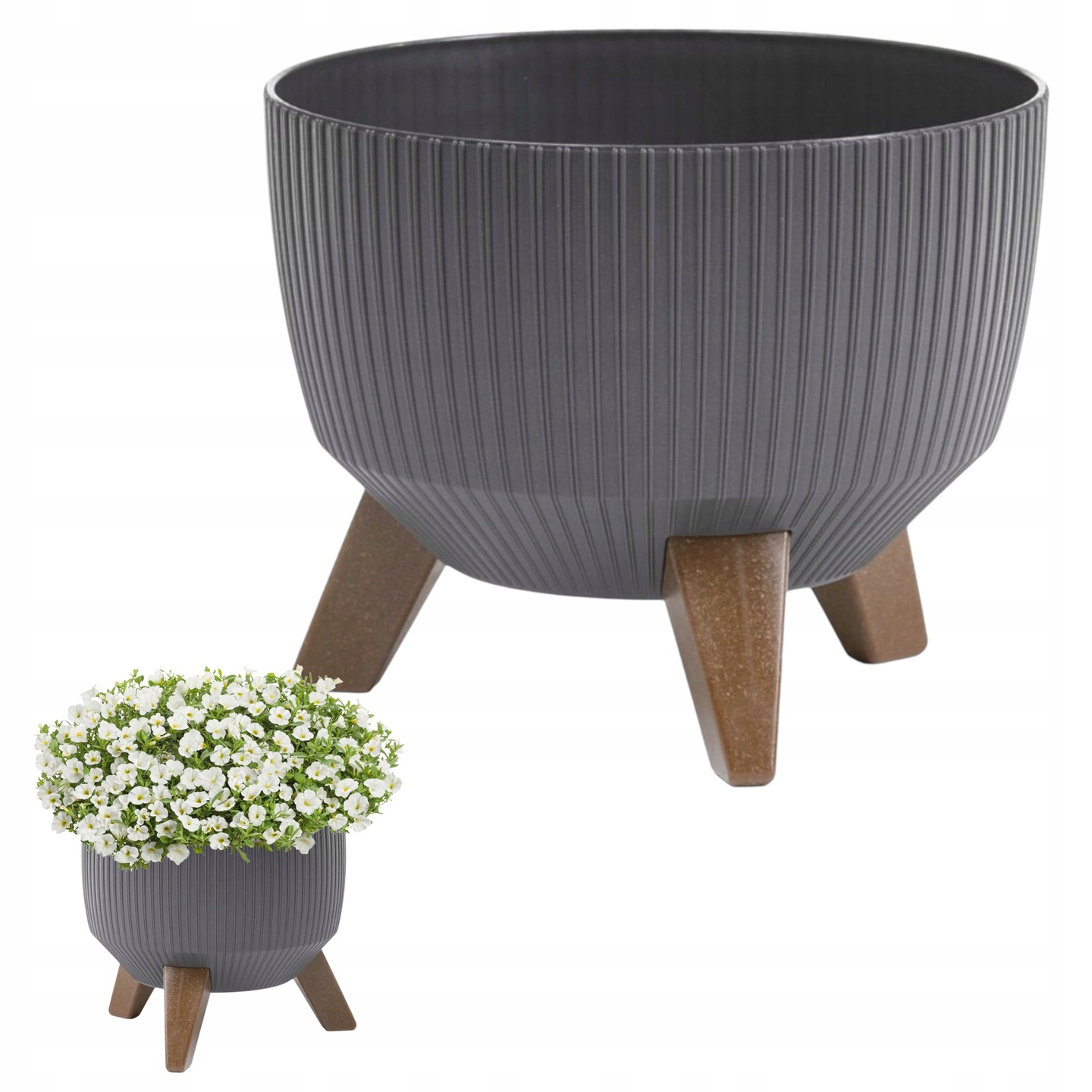 Kvetináč Grando 23 cm x 23 x 20 cm priemer 23 cm plast grafit