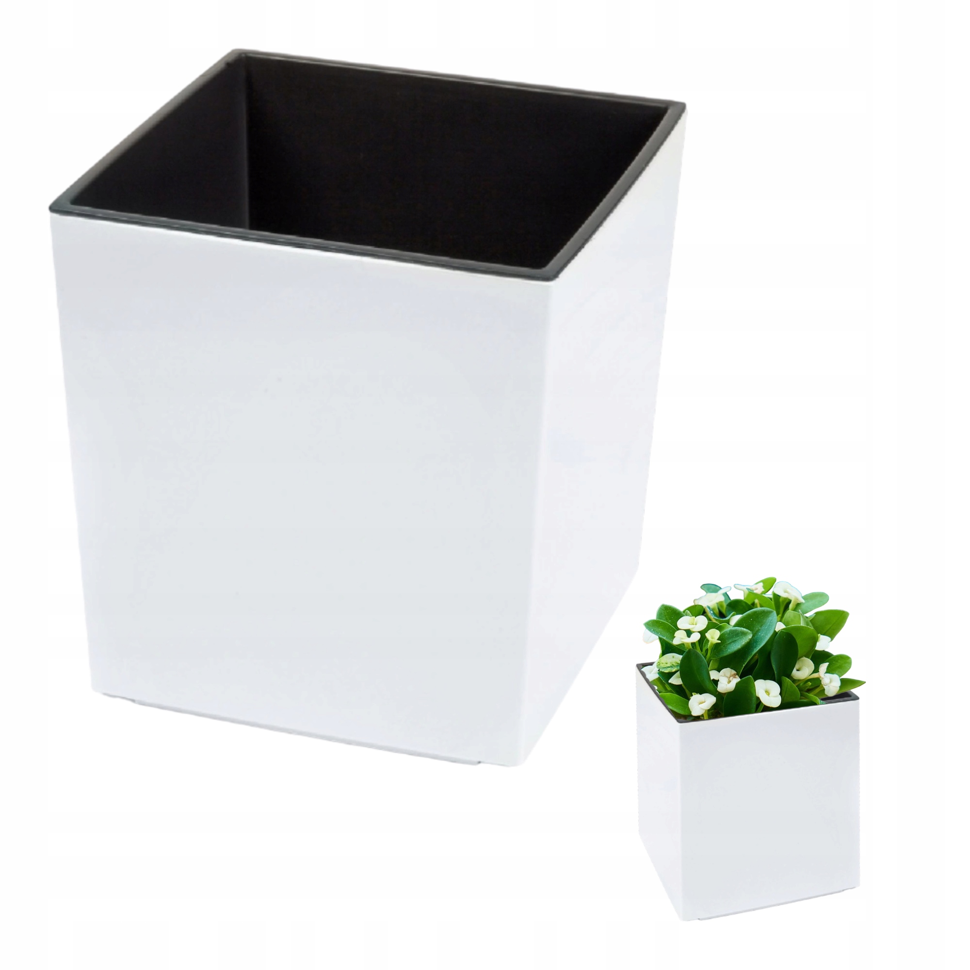 Kvetináč Grando 19 cm x 19 x 18,5 cm, plastový, biely, viacfarebný