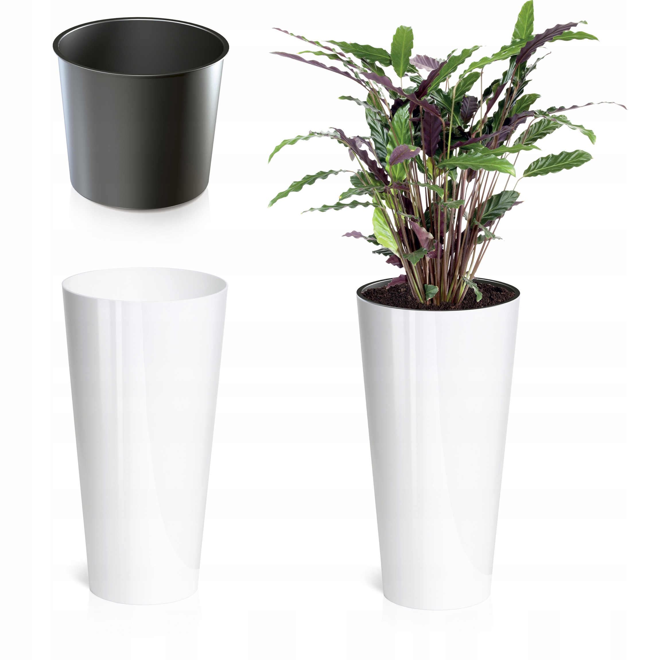 Kvetináč Prosperplast 25 cm x 25 x 47 cm priemer 25 cm plastový biely