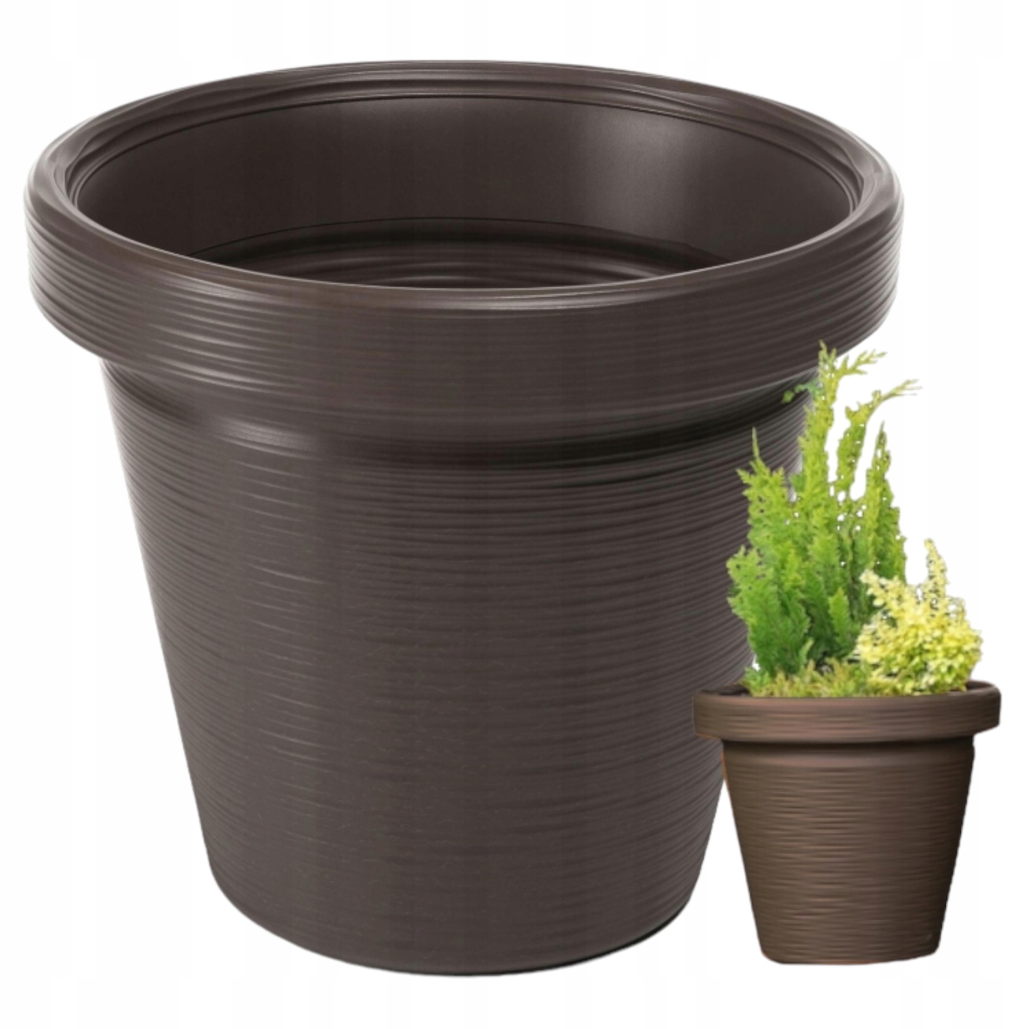 Kvetináč Grando 54 cm x 54 x 48 cm priemer 54 cm plastový mahagón, odtiene hnedej a béžovej