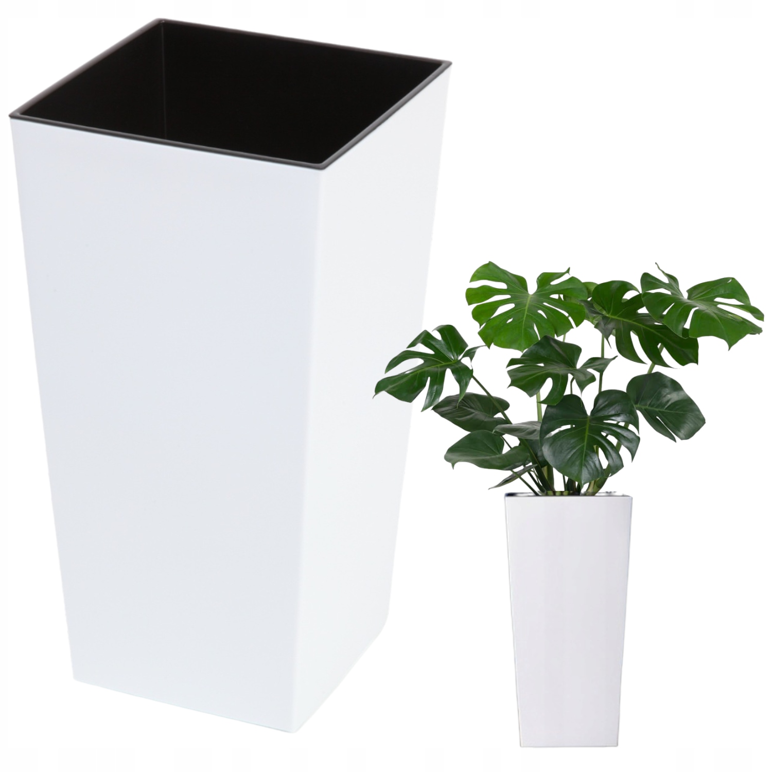 Kvetináč Grando 13 cm x 13 x 25 cm, priemer 13 cm, biely plast