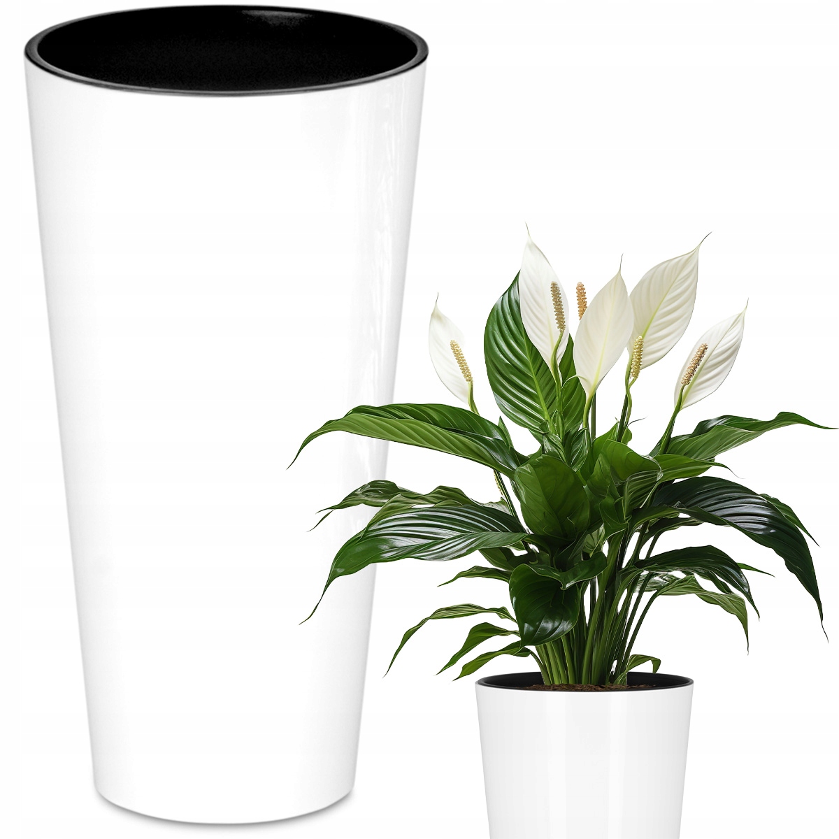 Kvetináč Deco4Home 25 cm x 25 x 48 cm, biely plast