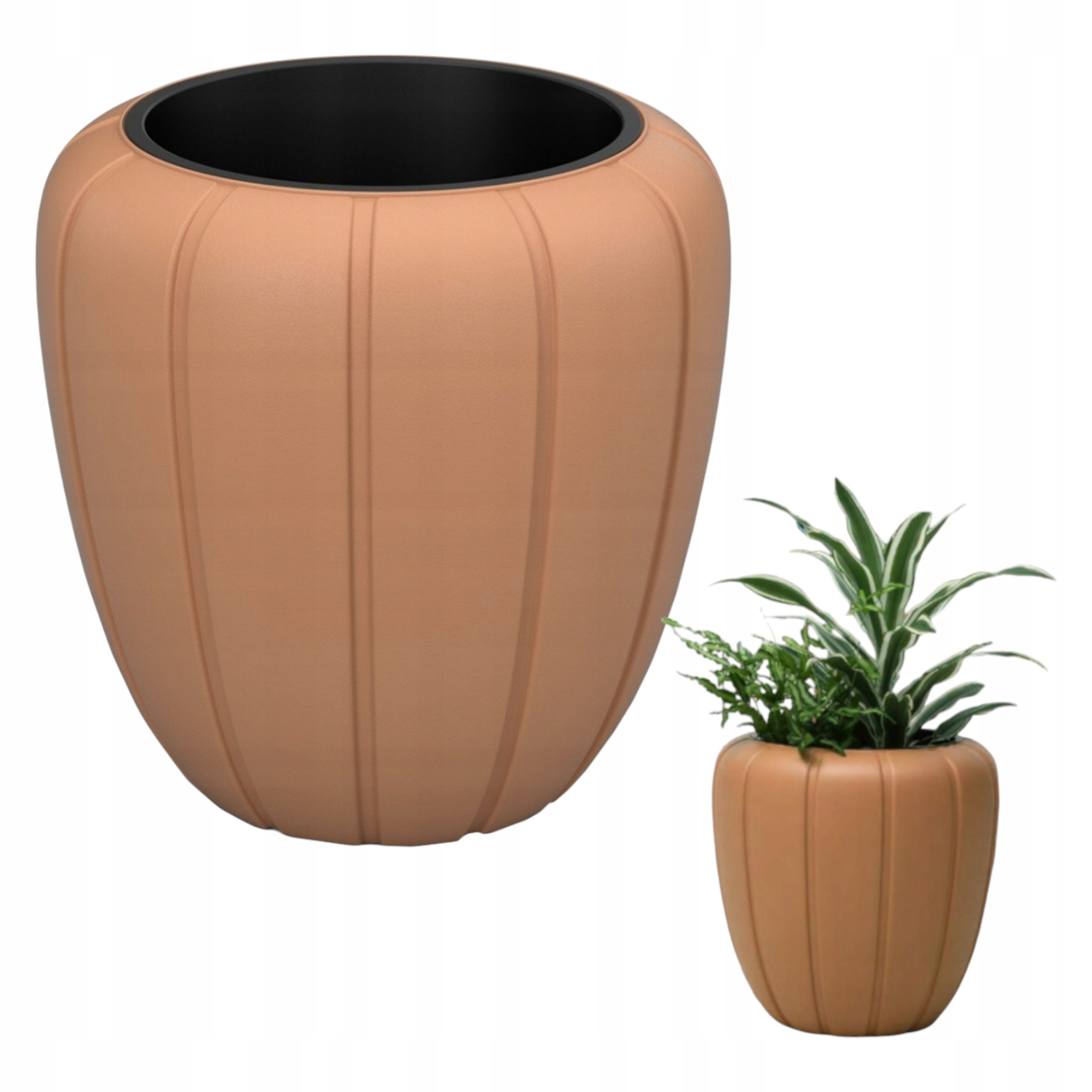 Lamelový kvetináč 40 cm x 40 x 42 cm priemer 40 cm plastové odtiene oranžovej