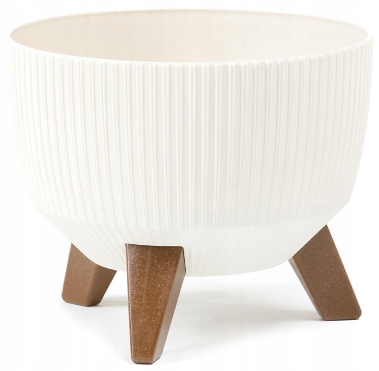 Lamelový kvetináč 29 cm x 29 x 18 cm priemer 29 cm plastový krém