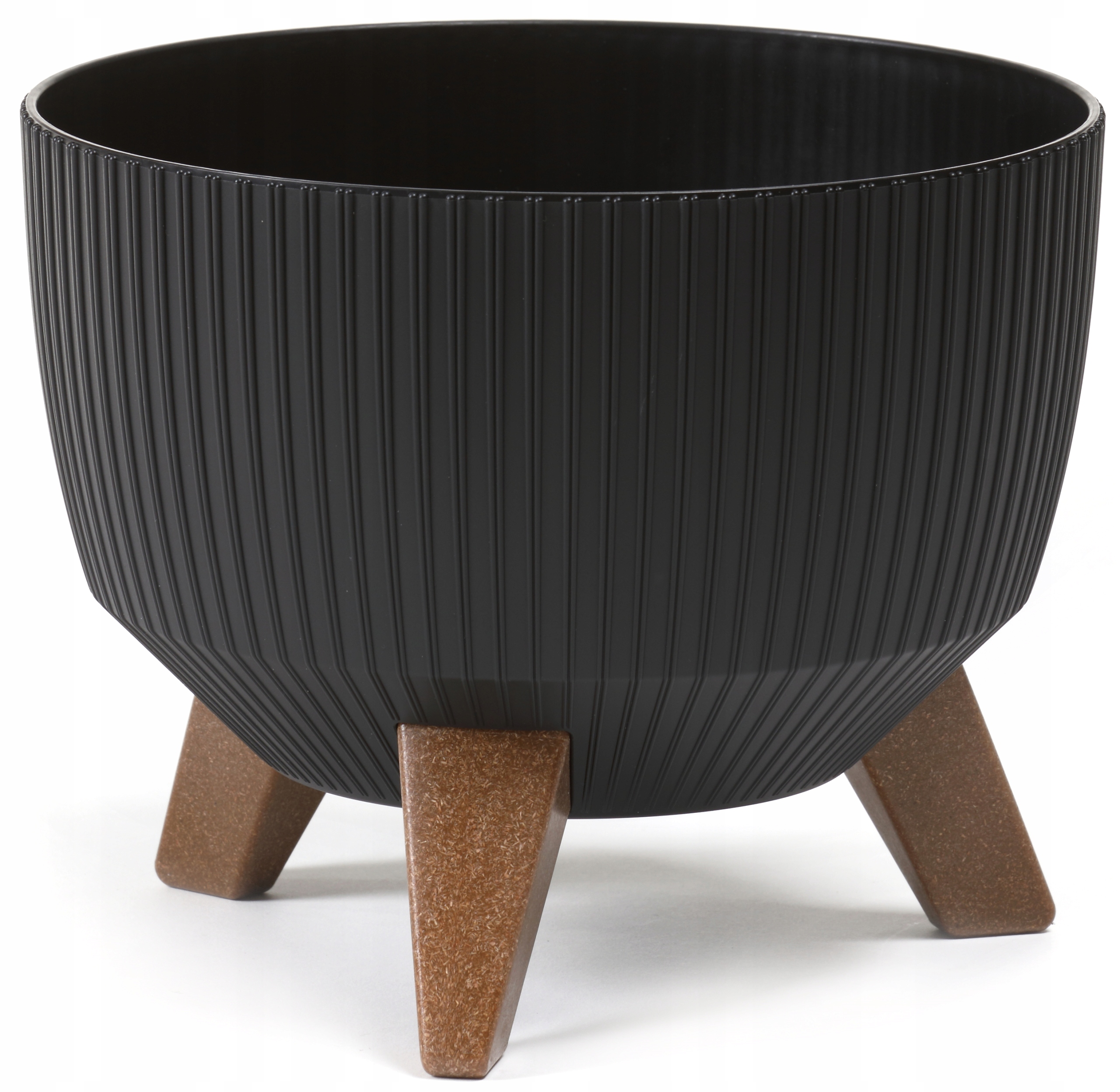 Lamelový kvetináč 29 cm x 29 x 18 cm priemer 29 cm plastový čierny