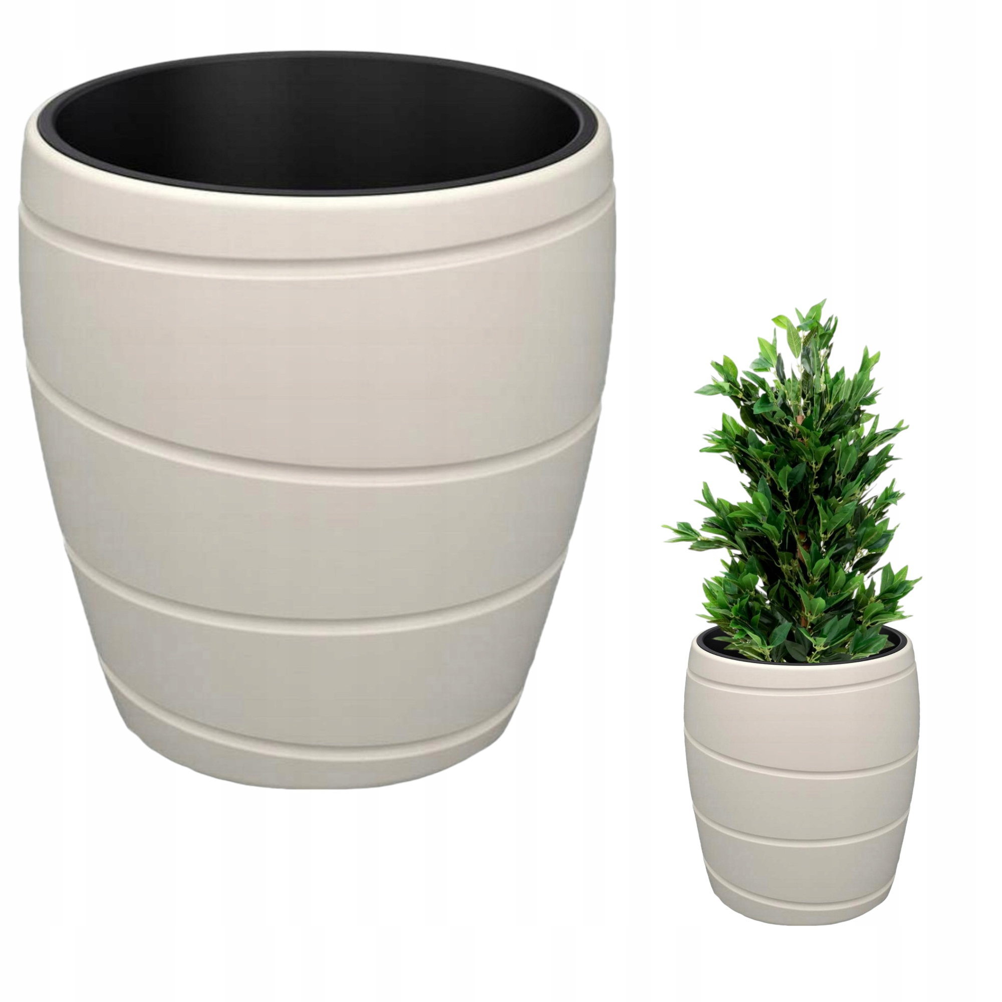 Lamelový kvetináč 40 cm x 40 x 43 cm priemer 40 cm plastové odtiene hnedej a béžovej