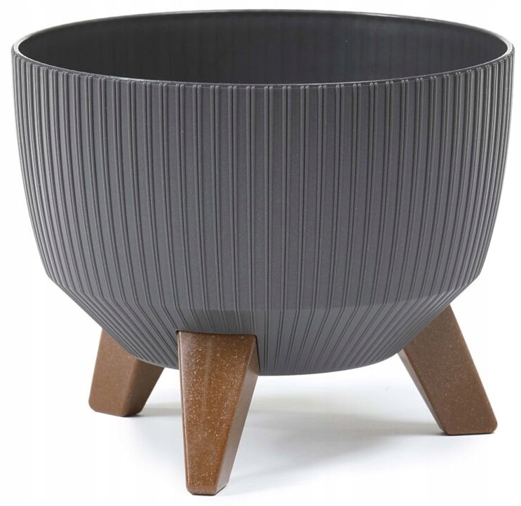 Lamelový kvetináč 29 cm x 29 x 18 cm priemer 29 cm plast grafit