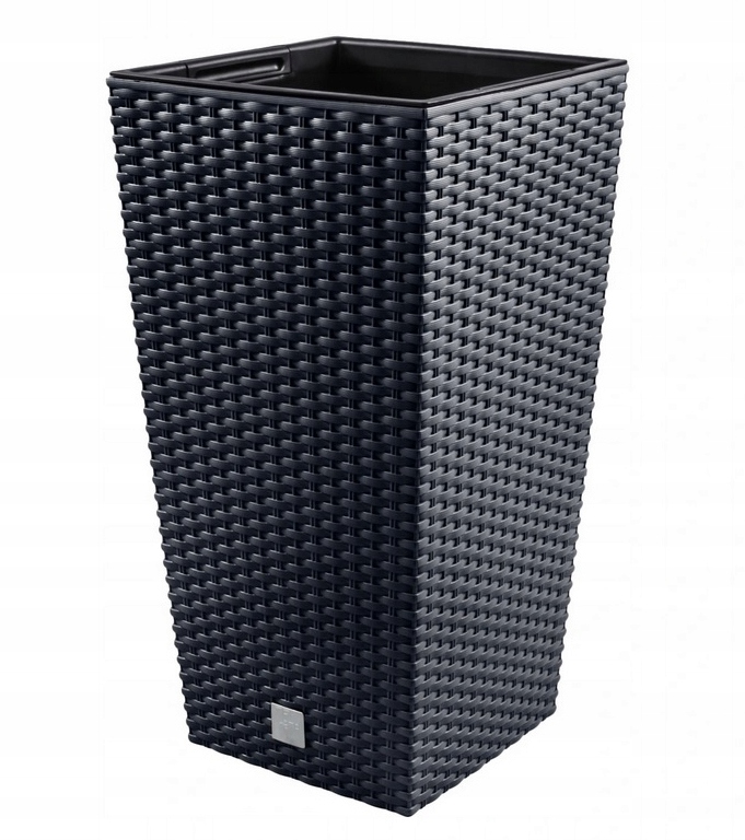 Kvetináč Prosperplast 22 cm x 22 x 42 cm priemer 10 cm plastový odtieň sivej a striebornej