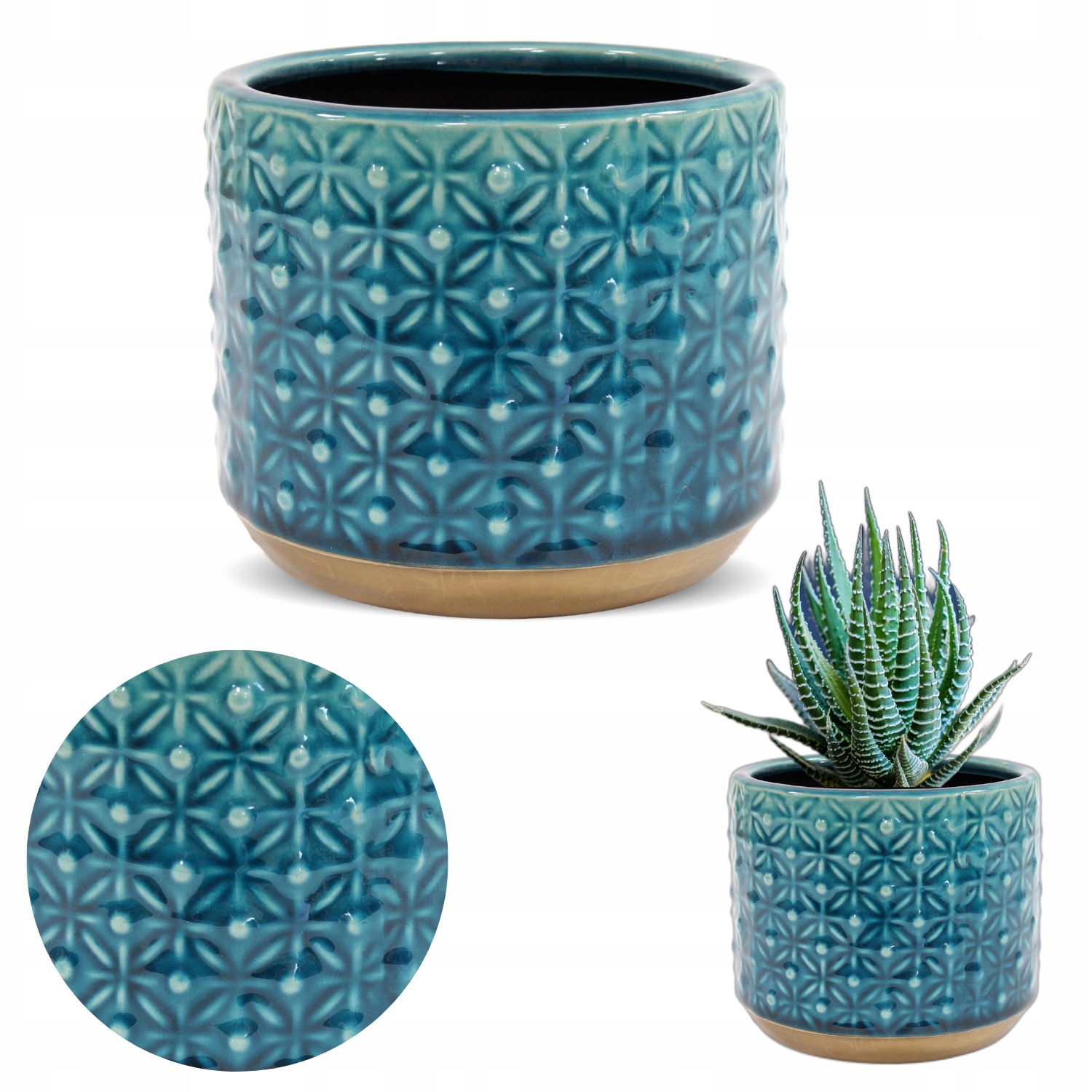 Kvetináč Duwen 12 cm x 12 x 10,5 cm priemer 12 cm keramika odtiene modrej