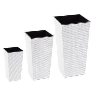 Kvetináč na terasu - Sada vysokého hrnca 36 + 46,5 + 57 cm biela rata