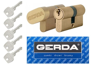 Zámok na dvere -  Sada mosadzných vložiek Gerda s gombom 45/45+45/45G