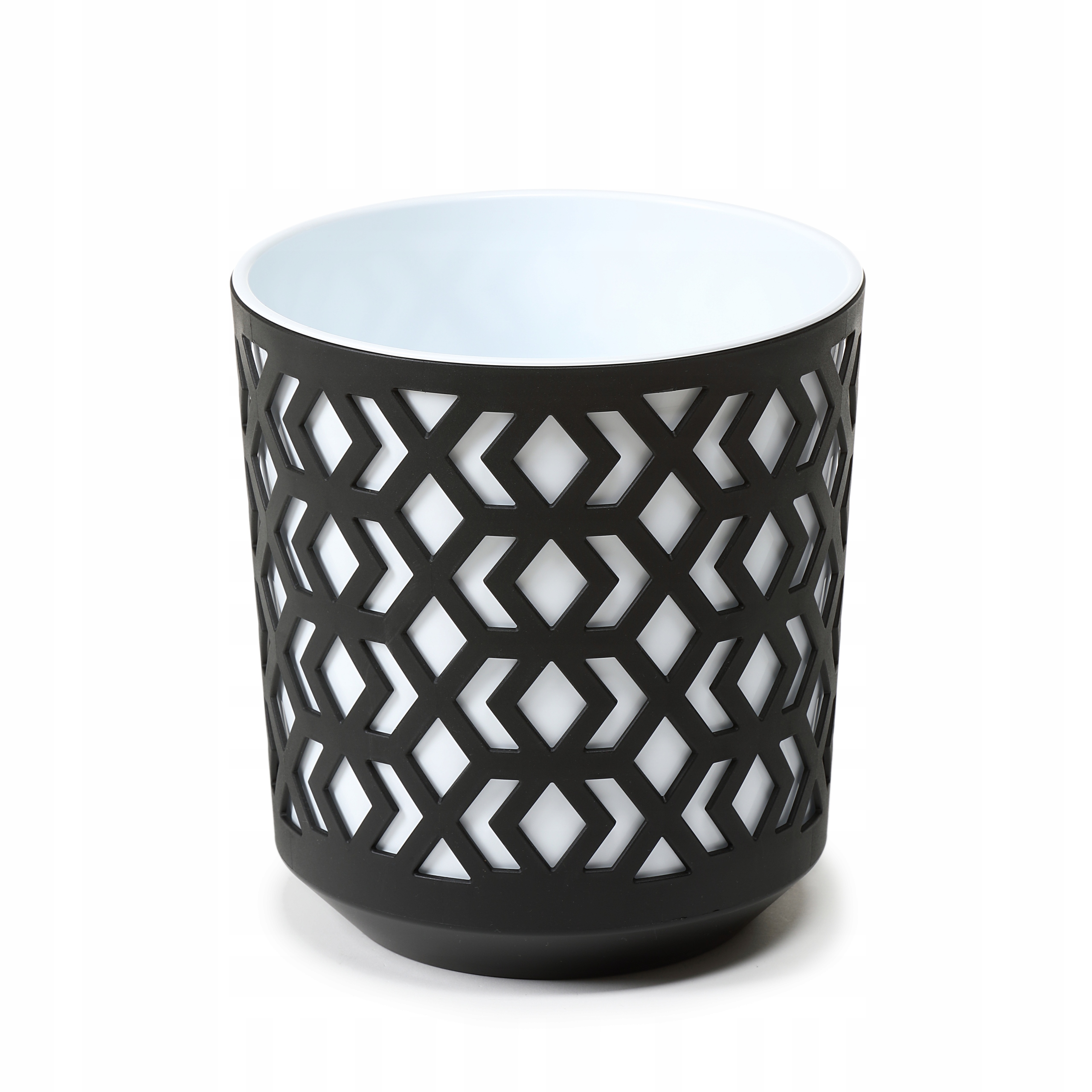 Lamelový kvetináč 25,5 cm x 25,5 x 27 cm priemer 25,5 cm plastový biely, čierny