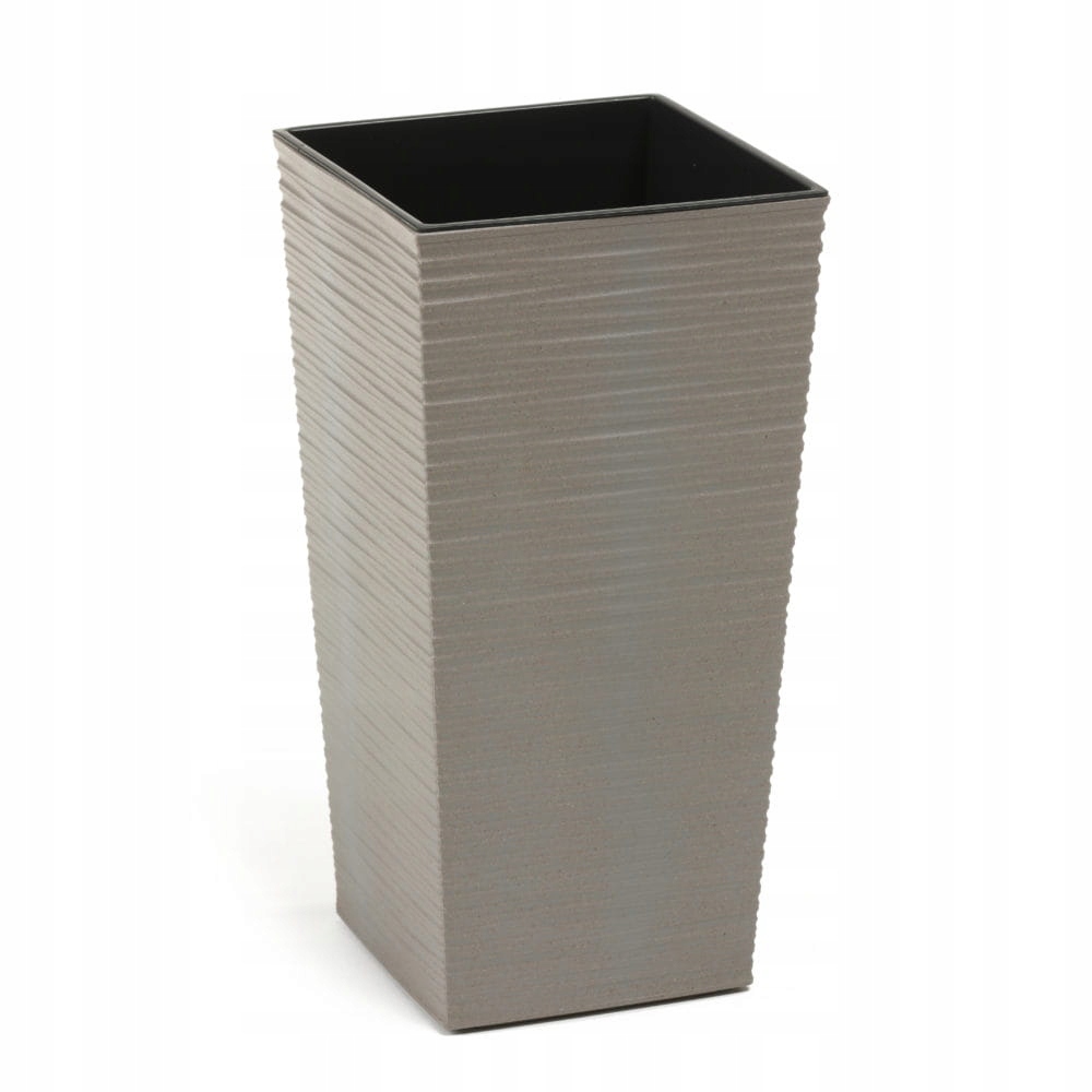 Lamelový kvetináč 25 cm x 25 x 46,5 cm plastový odtieň sivá a strieborná