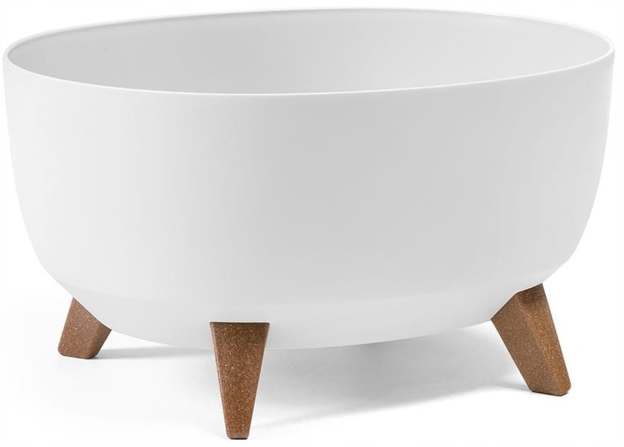 Lamelový kvetináč 43 cm x 34 x 23 cm priemer 43 cm plastový biely