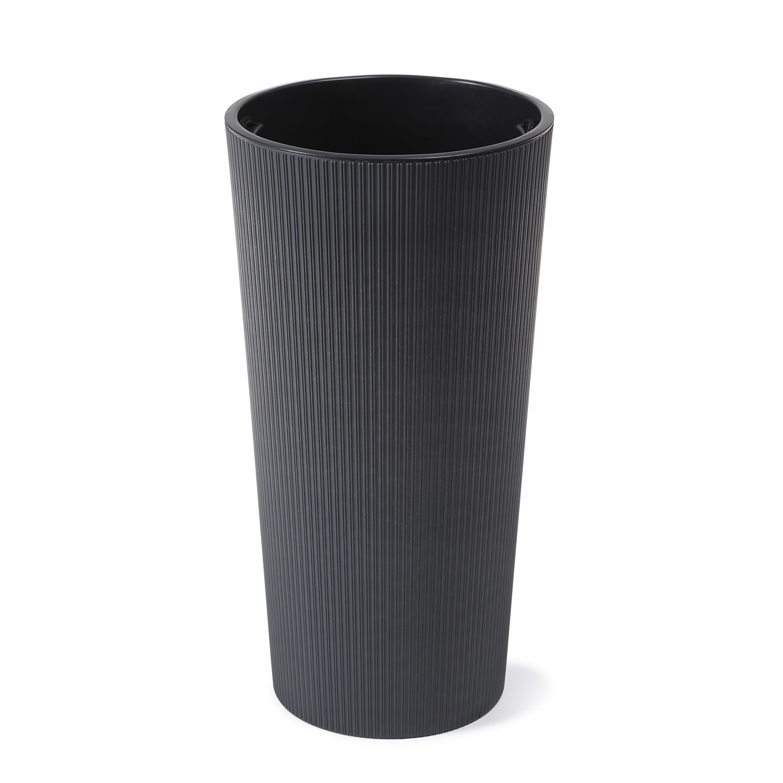 Lamelový kvetináč 57 cm x 30 x 57 cm priemer 30 cm plastový odtieň sivej a striebornej