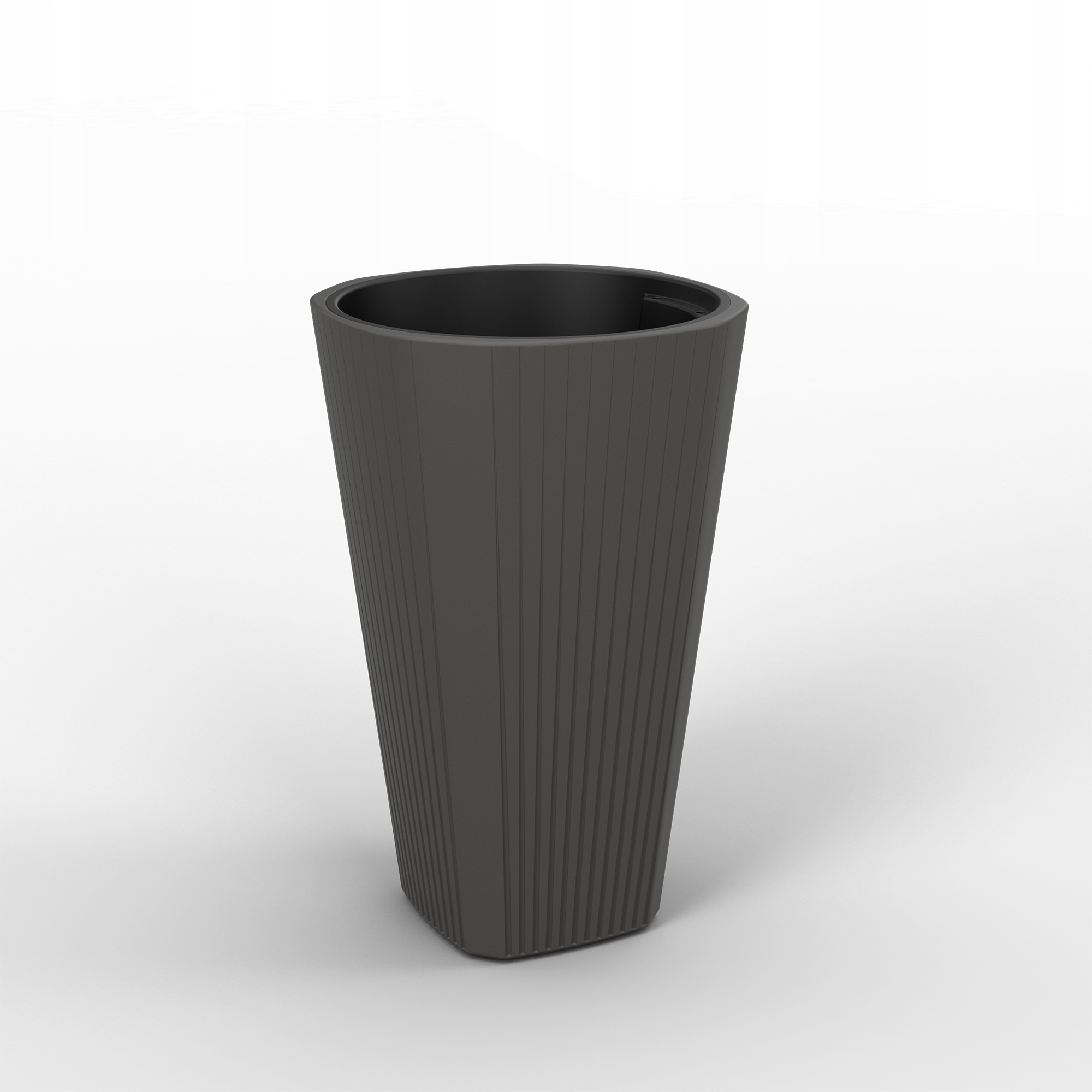 Lamelový kvetináč 61 cm x 39 x 61 cm priemer 39 cm plastový odtieň sivej a striebornej