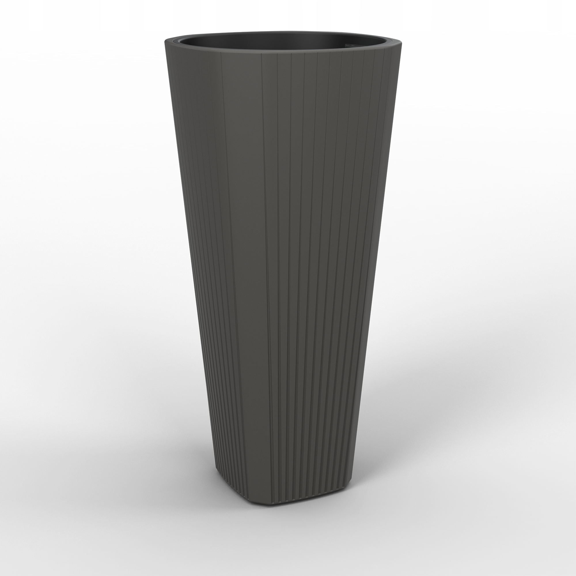 Lamelový kvetináč 39 cm x 39 x 81 cm priemer 39 cm plast grafit, odtiene sivej a striebornej