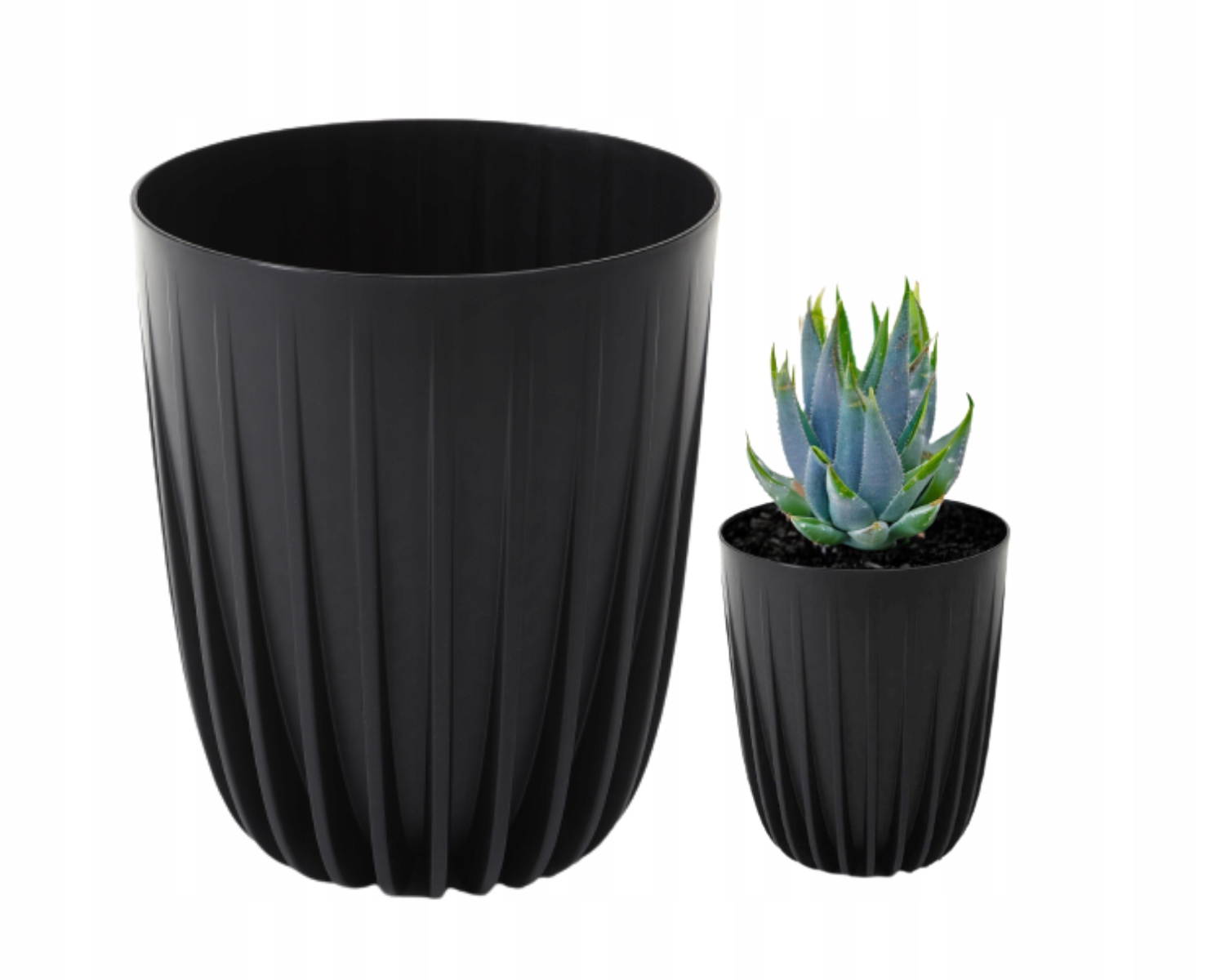 Lamelový kvetináč 25 cm x 25 x 29,7 cm priemer 25 cm plastový čierny