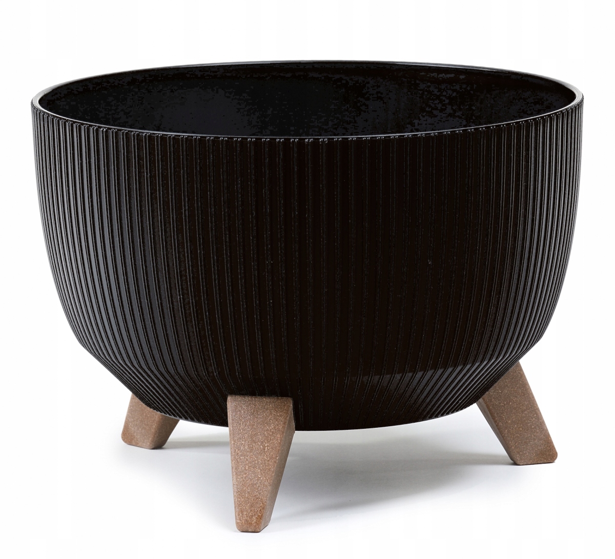 Lamelový kvetináč 23 cm x 29,2 x 18,3 cm priemer 29,2 cm plastový čierny