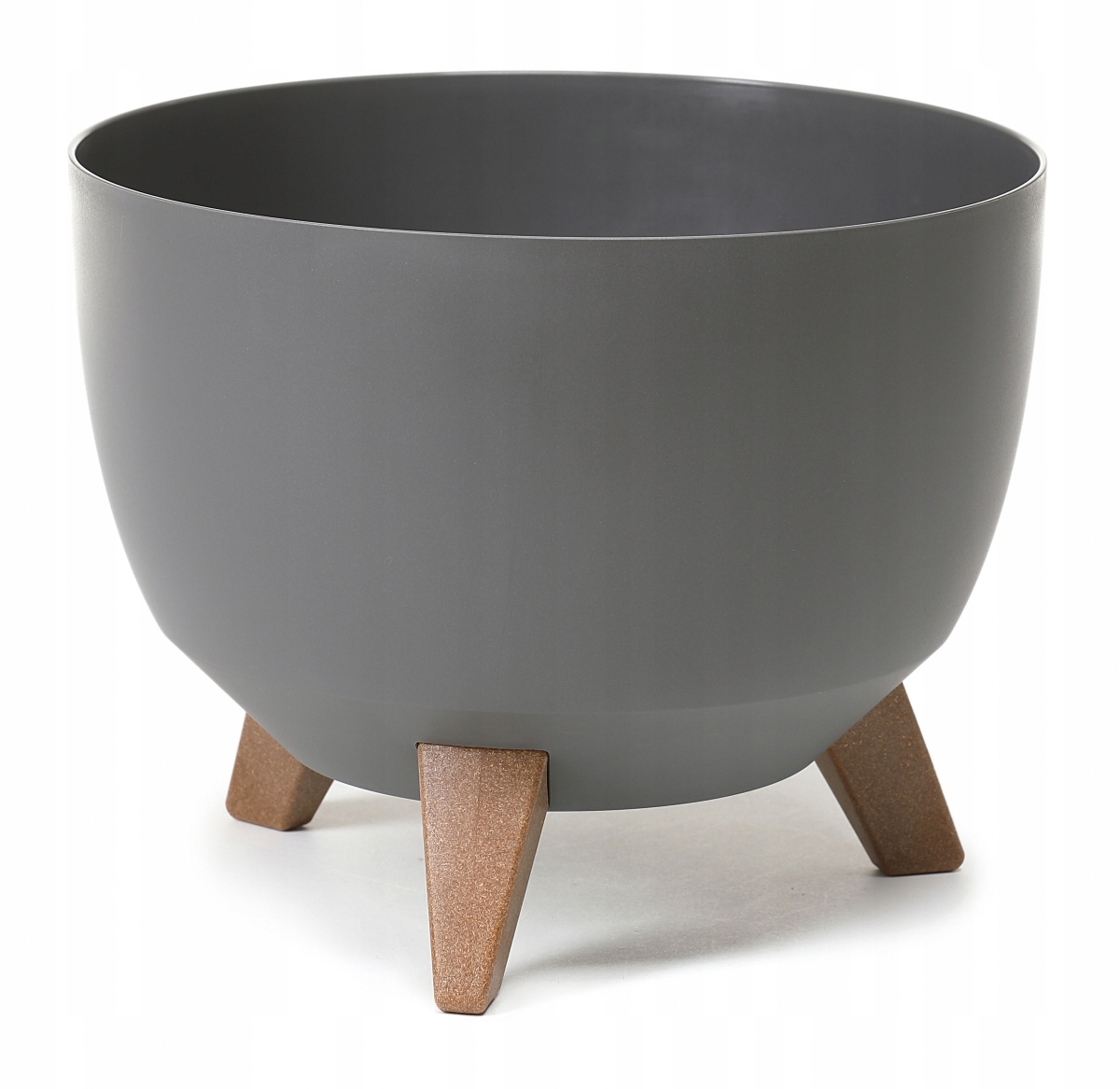 Lamelový kvetináč 29 cm x 29 x 18,3 cm priemer 29 cm plast grafit, odtiene sivej a striebornej