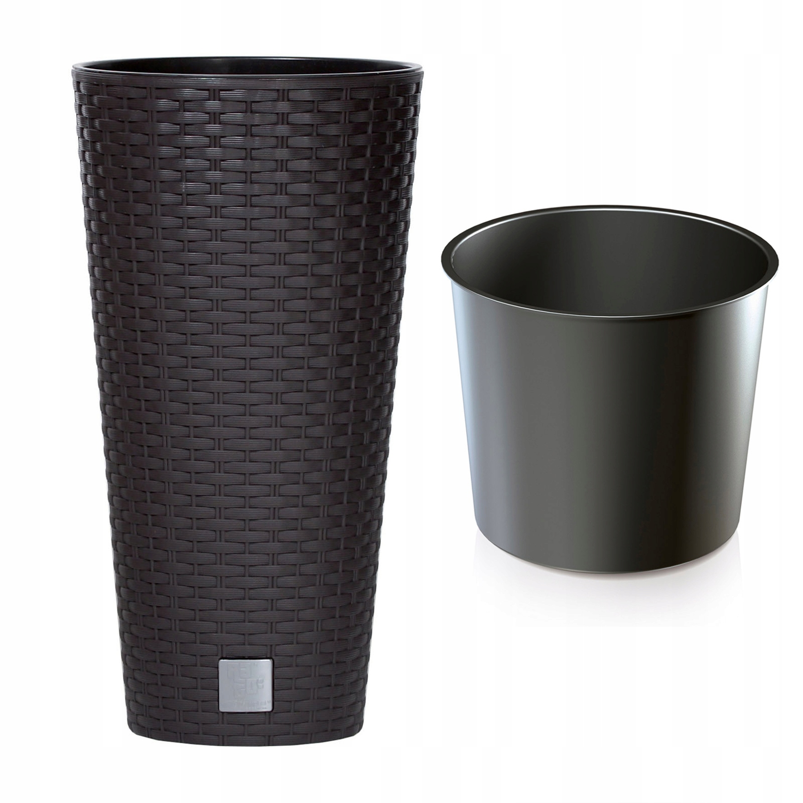 Kvetináč Prosperplast 40 cm x 40 x 76,3 cm priemer 40 cm plastové odtiene hnedej a béžovej + Vnútorná vložka do okrúhlych kvetináčov IWKS400