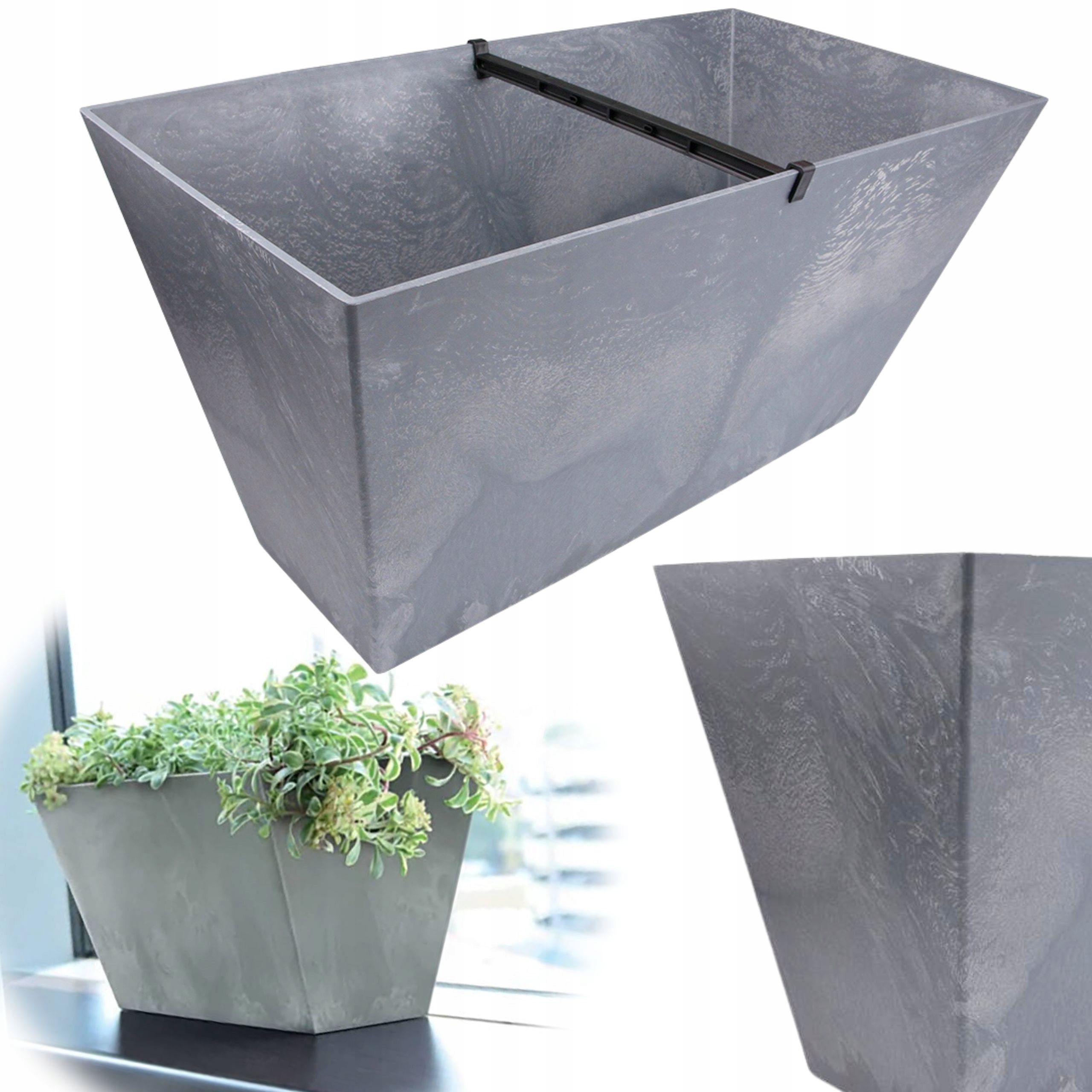 Kvetináč Prosperplast 60 cm x 32,4 x 30 cm priemer 32 cm plast odtiene sivej a striebornej