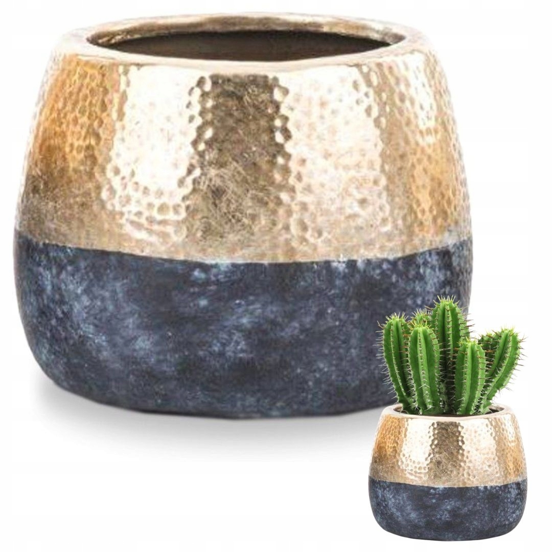 Duwen kvetináč 18,5 cm x 18,5 x 14,5 cm priemer 18,5 cm keramika odtiene žltej a zlatej