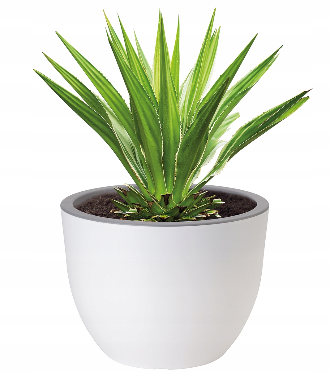 Form-Plastový kvetináč 34,5 cm x 34,5 x 25,7 cm priemer 34,5 cm plast biely, odtiene sivej a striebornej
