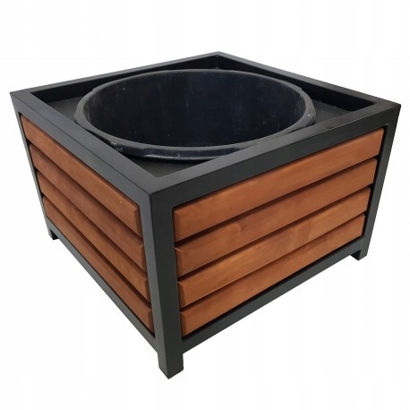 KAR STEEL kvetináč 60 cm x 60 x 45 cm čierny kov