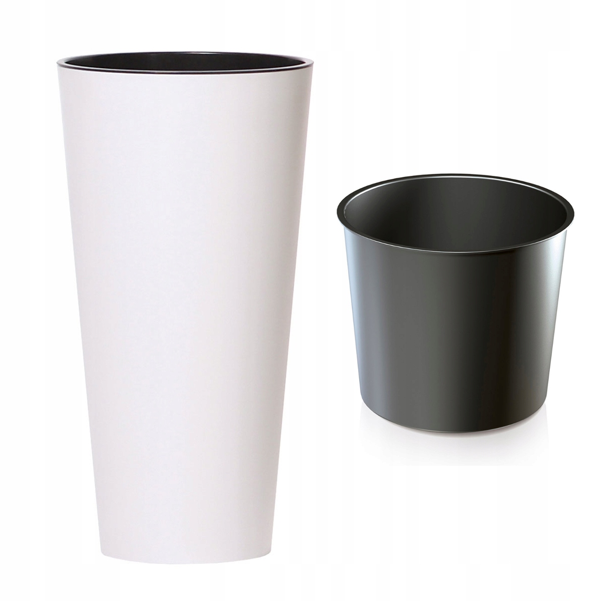 Kvetináč Prosperplast DTUS400-S449 40 cm x 76,2 cm biely + Vnútorná vložka do okrúhlych kvetináčov IWKS400