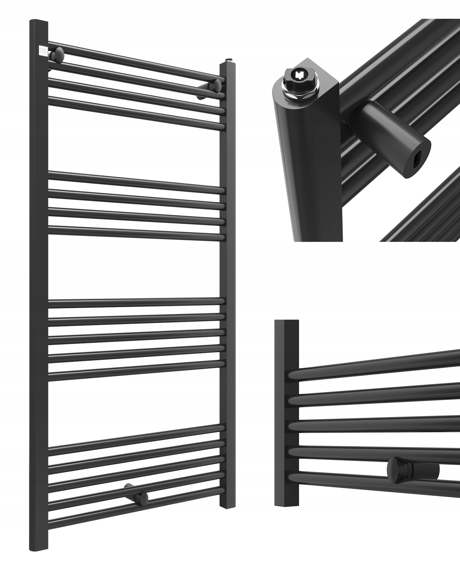 Granitan vodný kúpeľňový radiátor 551 W 600 x 1200 mm čierny